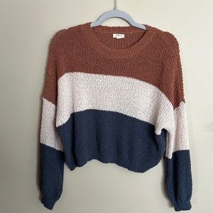 Cropped color blocked sweater